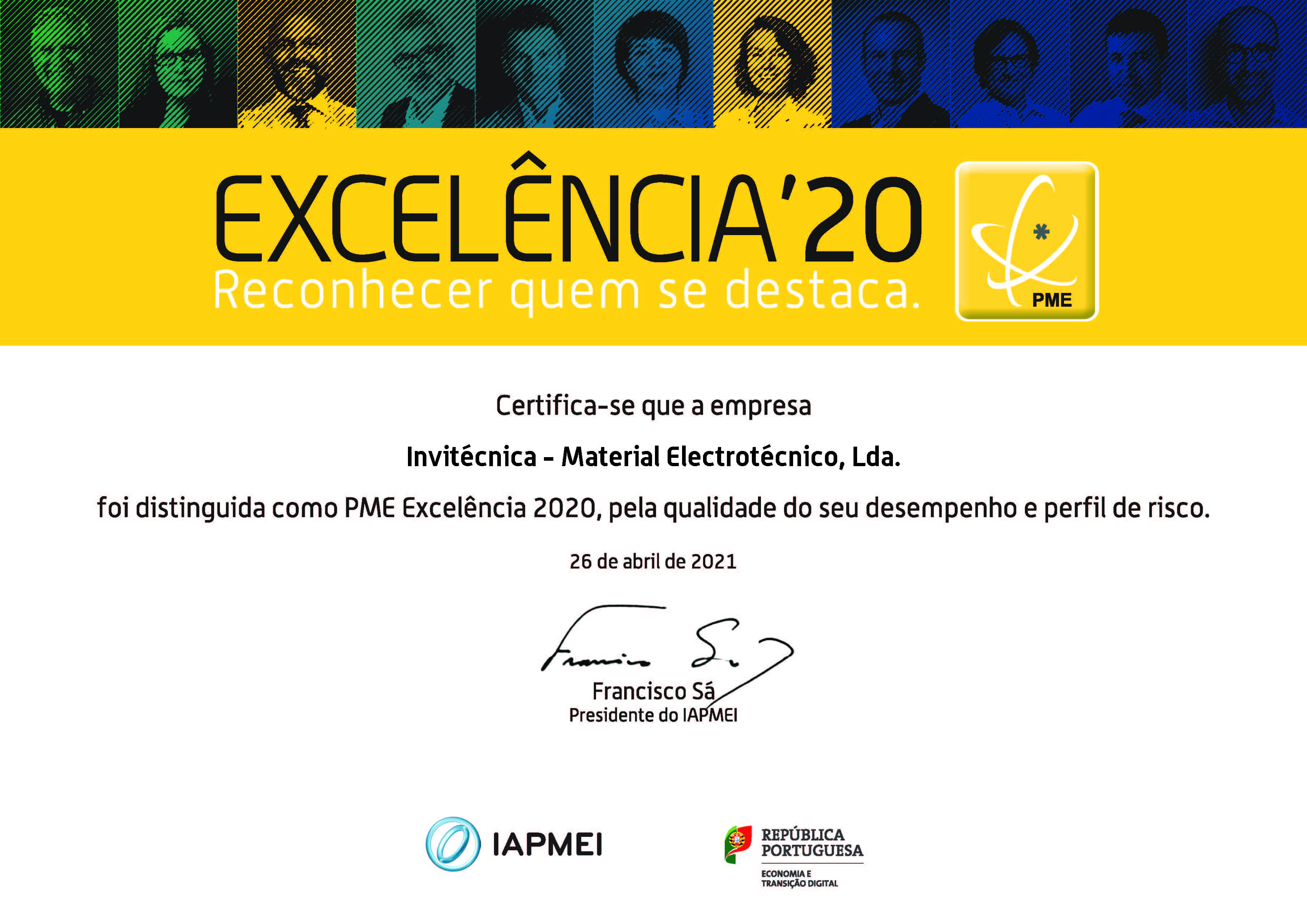 CERTIFICATE PME EXCELLENCE 2020