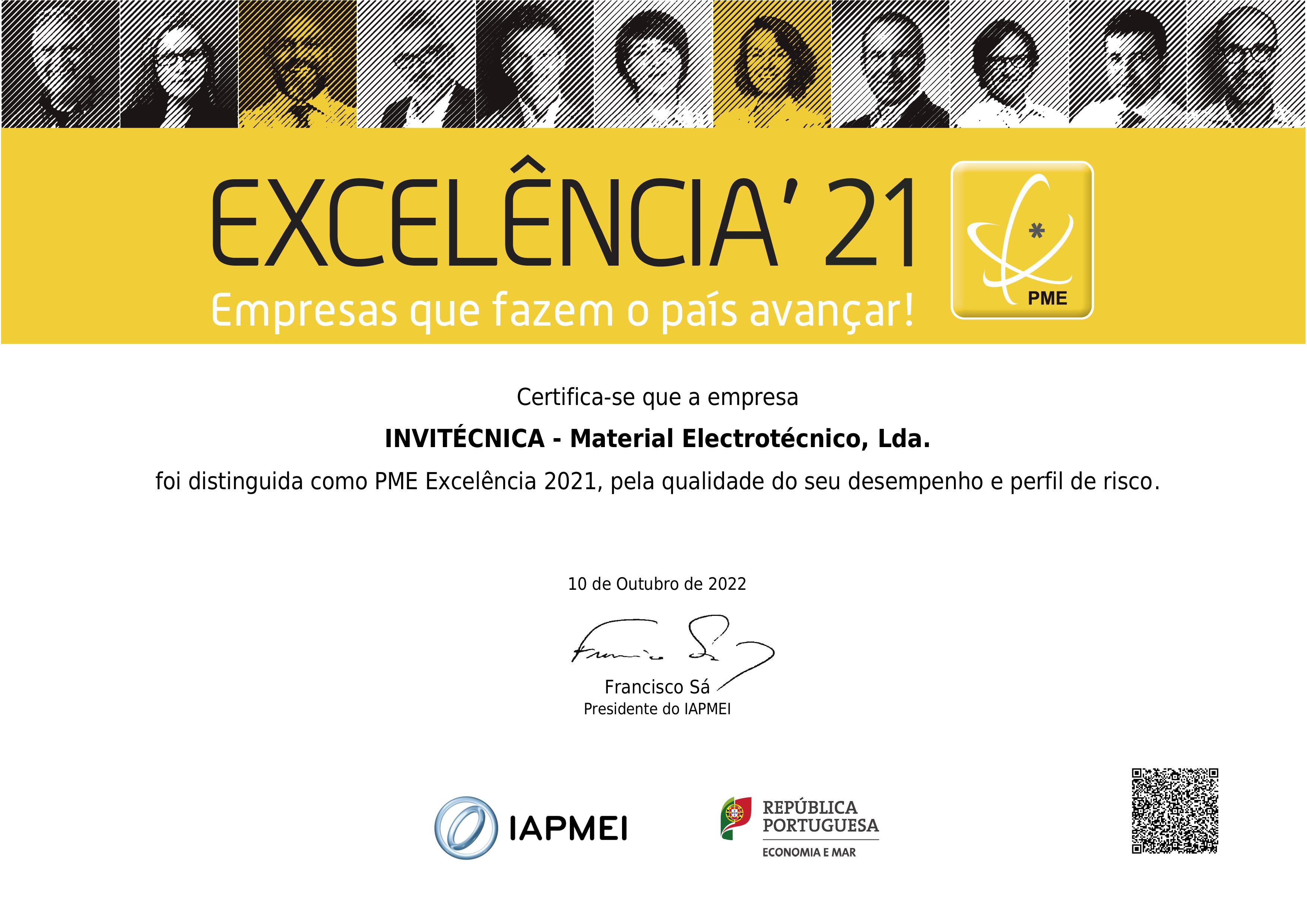 CERTIFICATE PME EXCELLENCE 2021