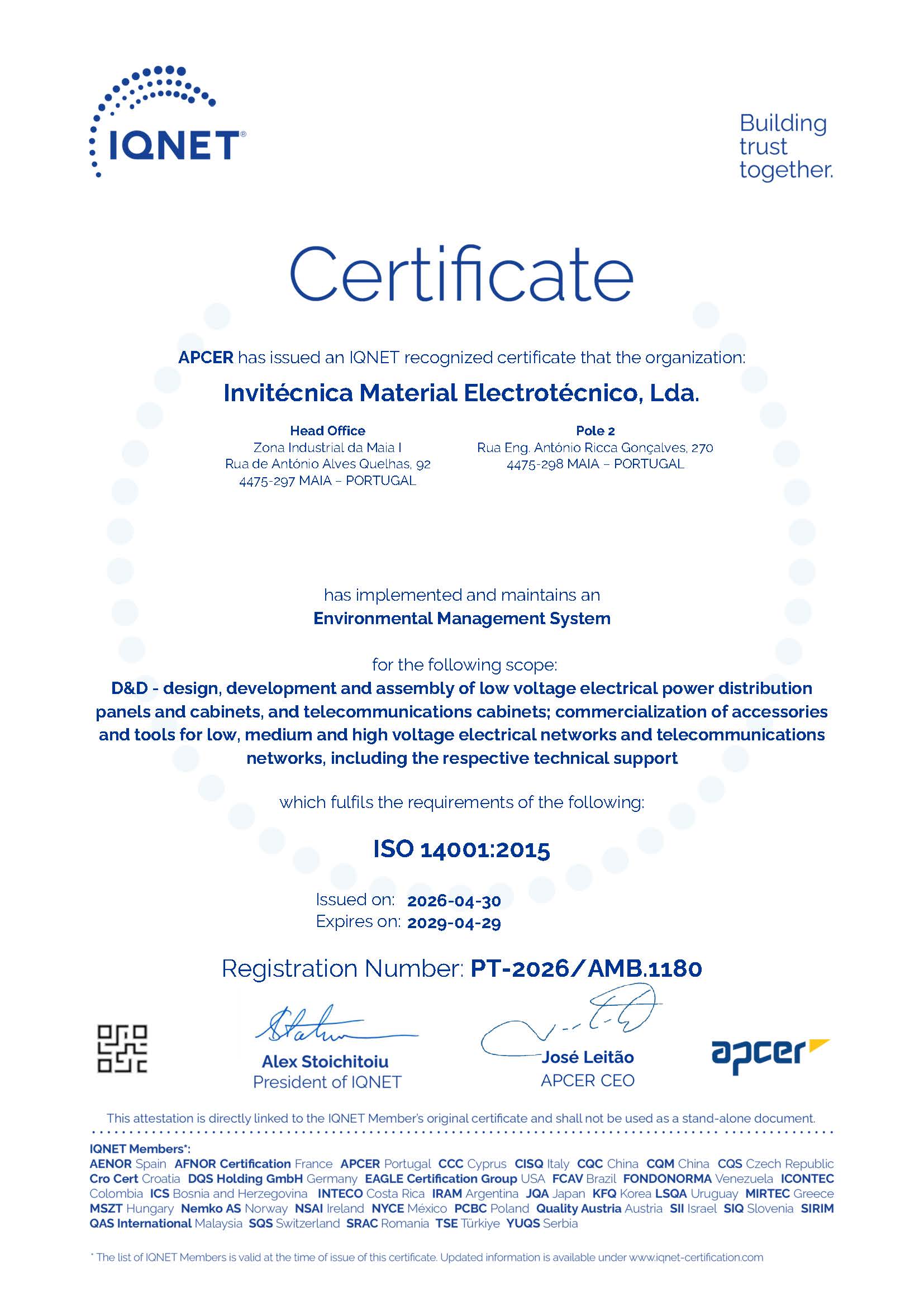 Sistema de Gestão Ambiental - IQNET - ISO 14001:2015
