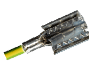 Connection for shield continuity in telecommunications, crocodile terminal